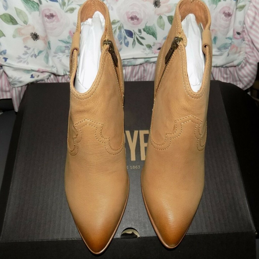 Frye Reina Leather Bootie Brown Size 9.5 Women's
